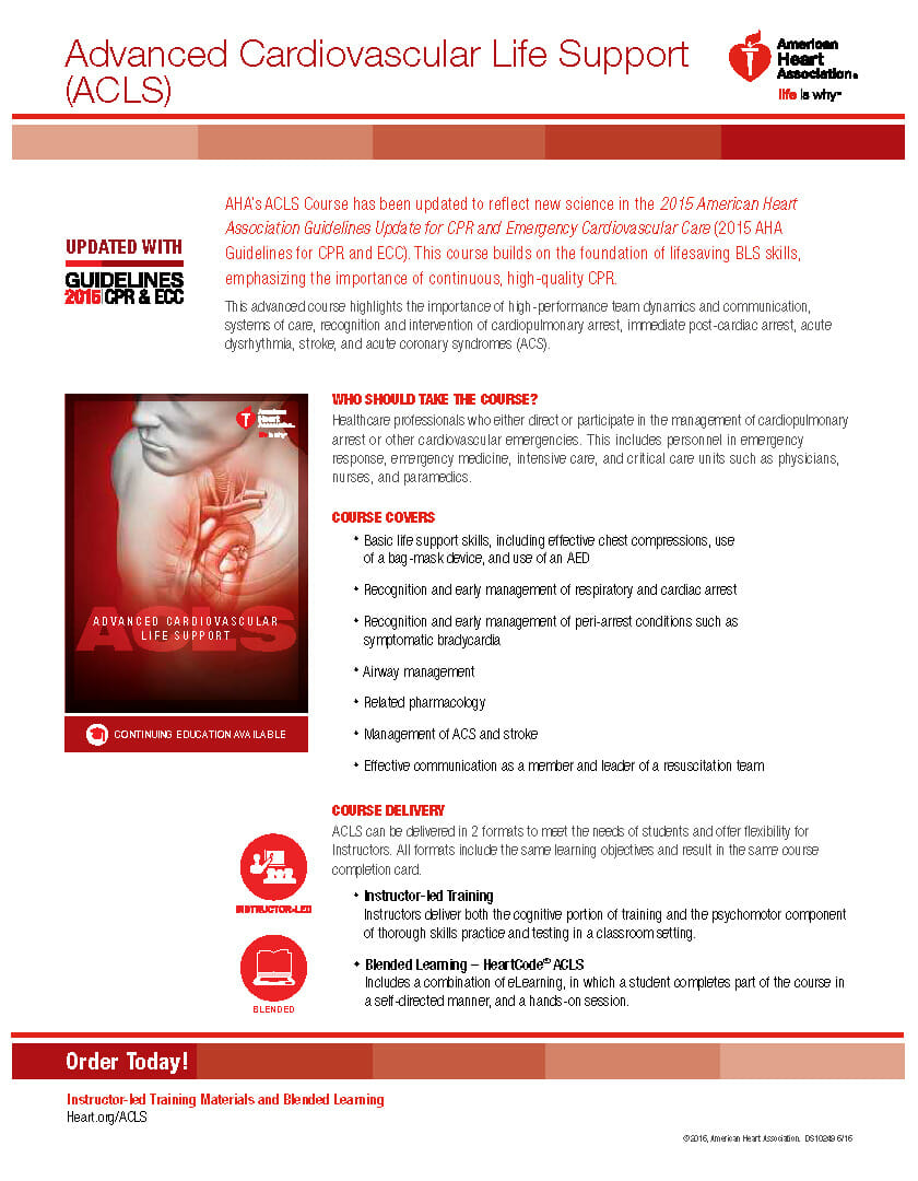 American Heart Association: Advanced Cardiovascular Life Support (ACLS)